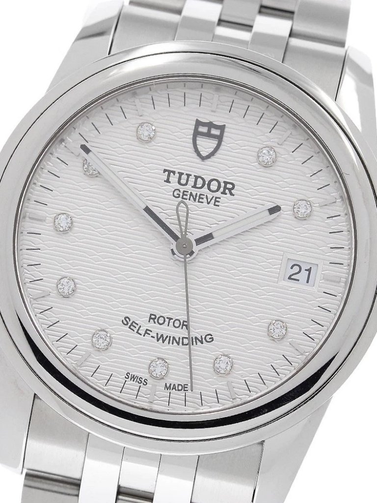 Tudor Glamour 55000 Date 10p Diamond Silver Dial Automatic Mens Watch971158